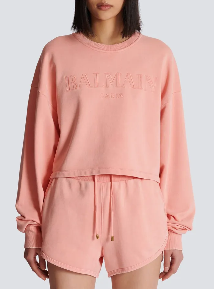 Balmain Sweatshirt With Vintage Embroidery Pink Women Sweatshirts