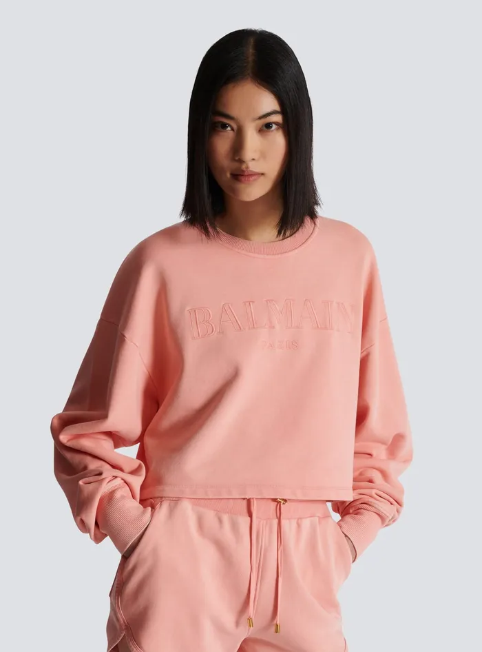 Balmain Sweatshirt With Vintage Embroidery Pink Women Sweatshirts