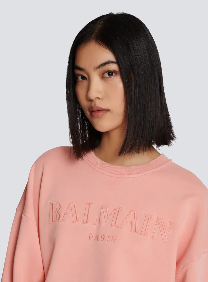 Balmain Sweatshirt With Vintage Embroidery Pink Women Sweatshirts