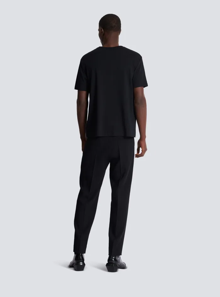 Balmain Tshirt With Embroidery On The Neckline Black Men TShirts