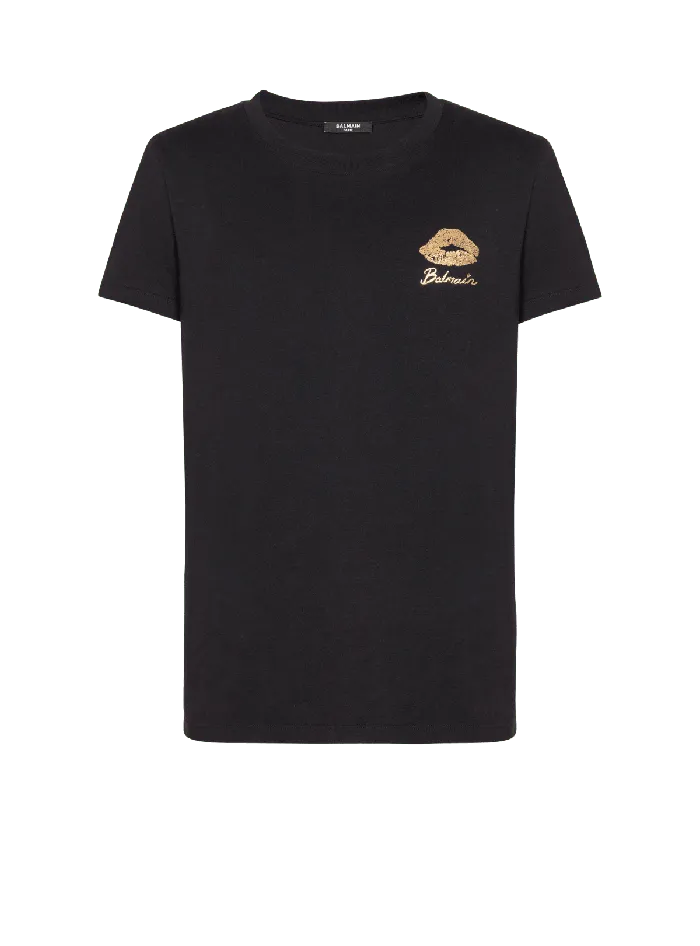 Balmain Tshirt With Kiss Print Black Men TShirts