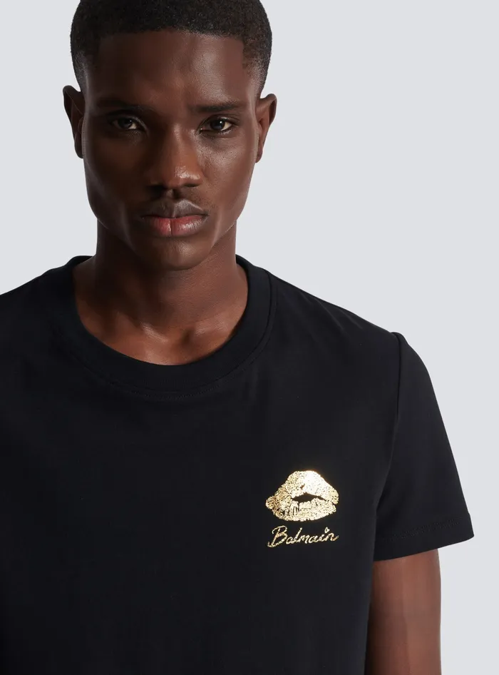 Balmain Tshirt With Kiss Print Black Men TShirts
