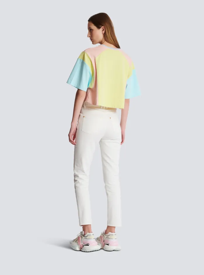 Balmain Tshirt With Palm Tree Signature Print Multicolor Women TShirts