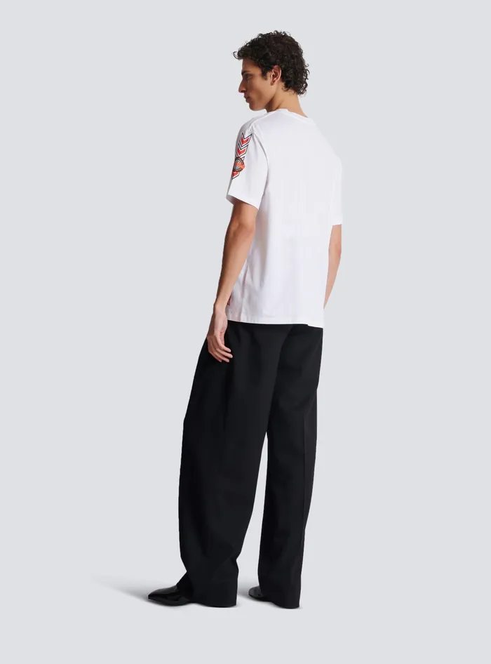 Balmain Tshirt With Racing Print White Men TShirts