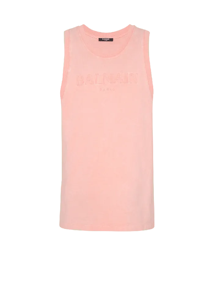 Balmain Tank Top With Vintage Embroidery Pink Men TShirts