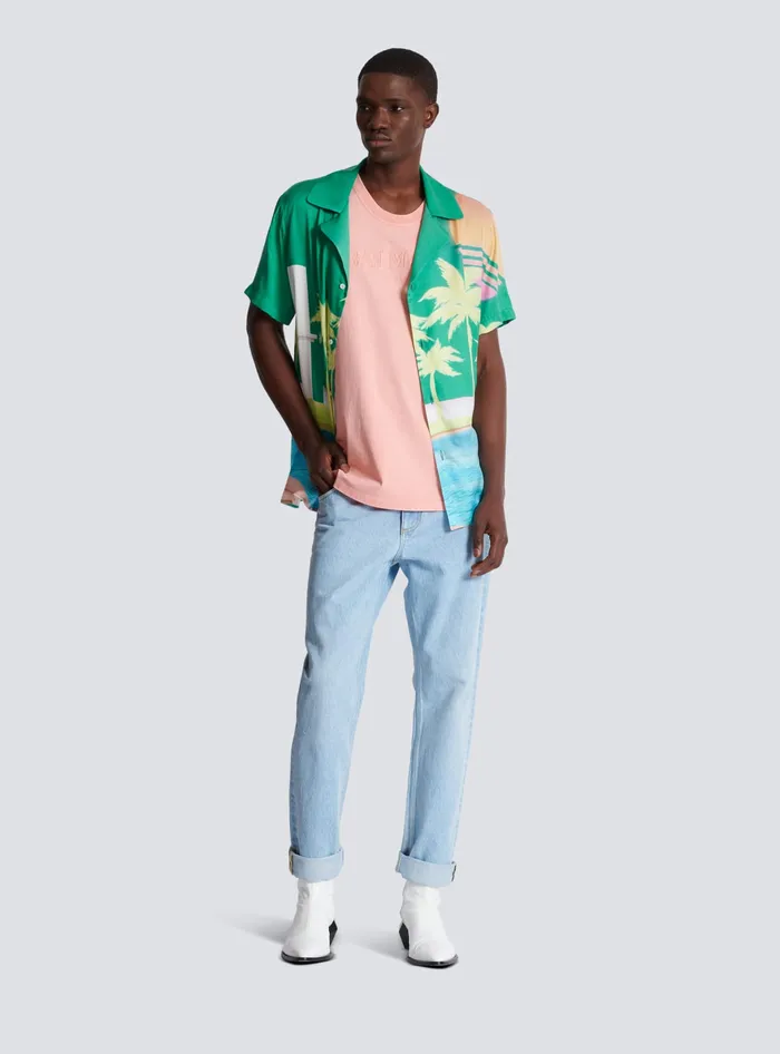 Balmain Tank Top With Vintage Embroidery Pink Men TShirts