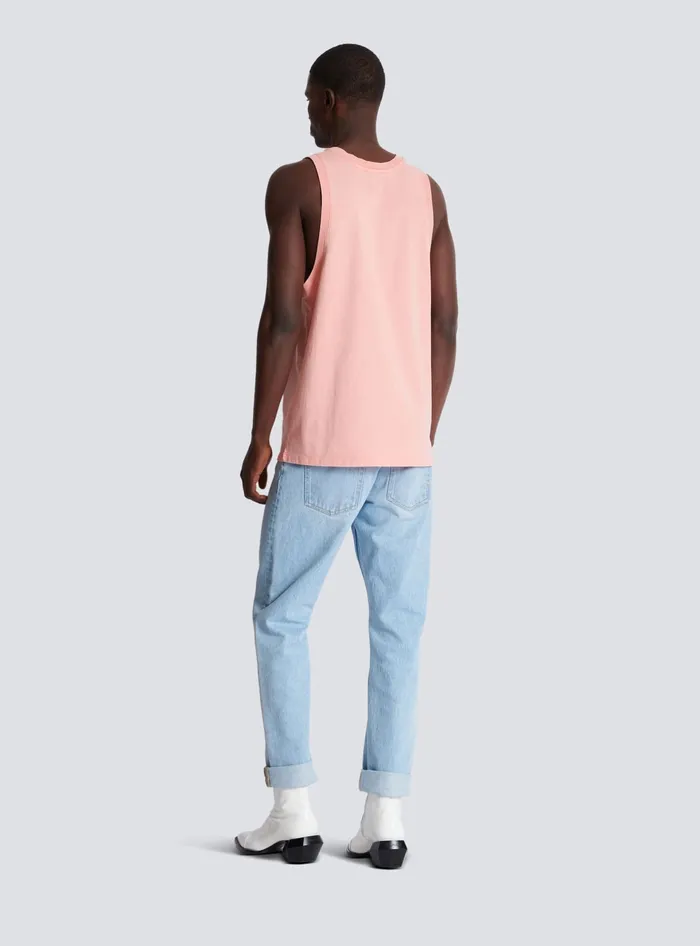 Balmain Tank Top With Vintage Embroidery Pink Men TShirts