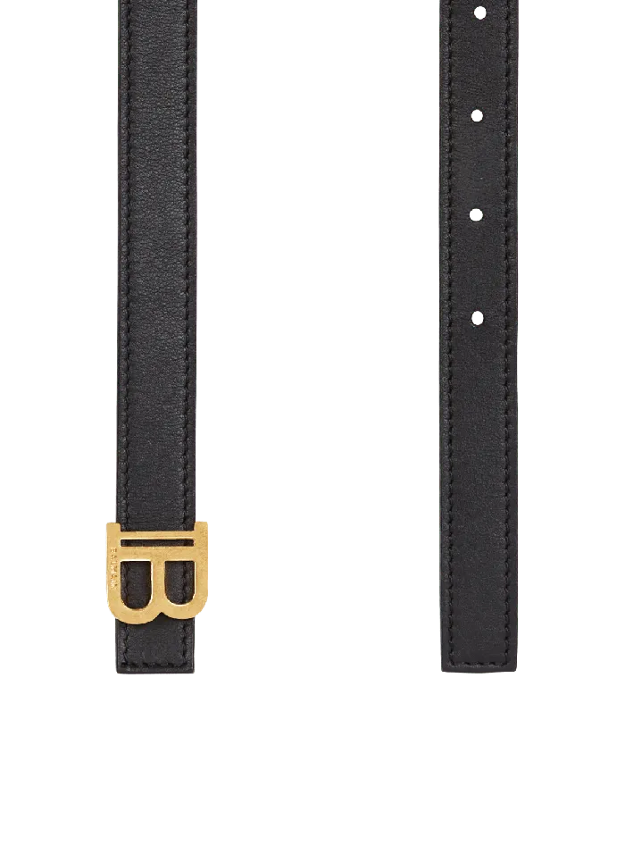 Balmain Thin Calfskin BBelt Black Women Belts