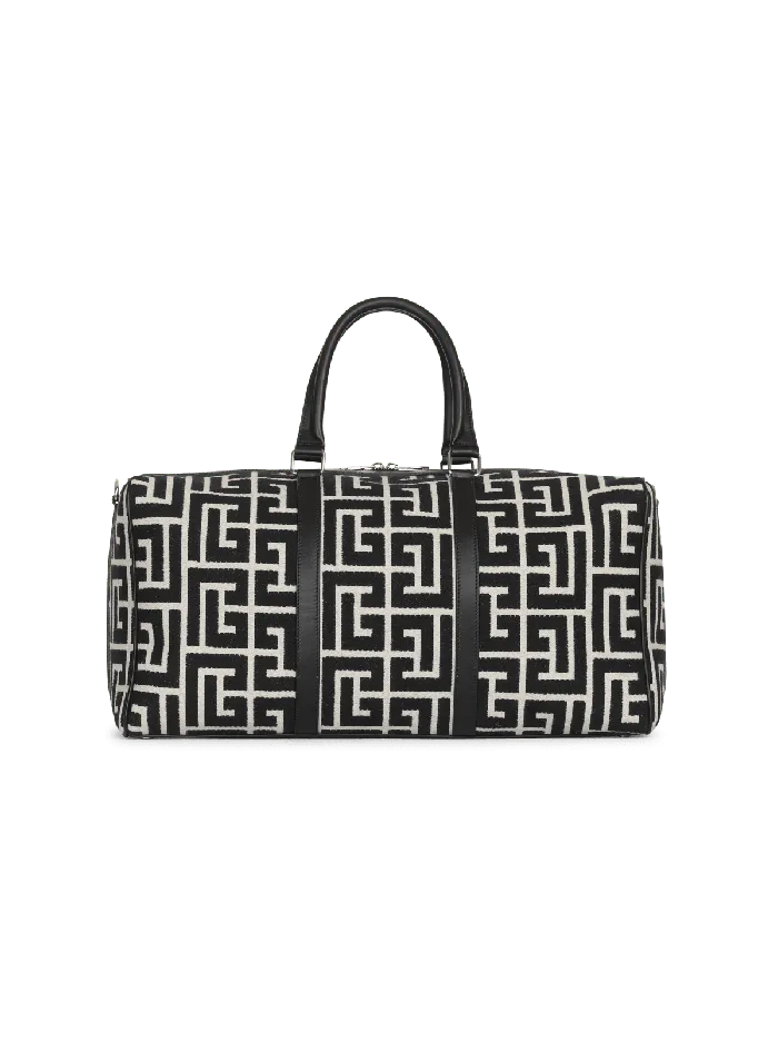 Balmain Travel Bag With Jacquard Maxi Monogram Black Men Bags And Backpacks