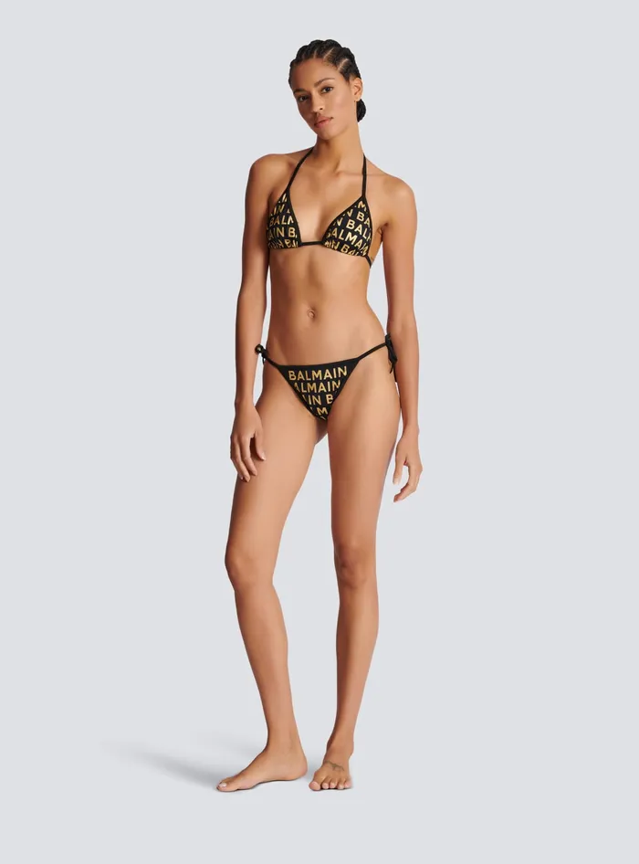 Balmain Triangle Bikini Gold Women Swimwear