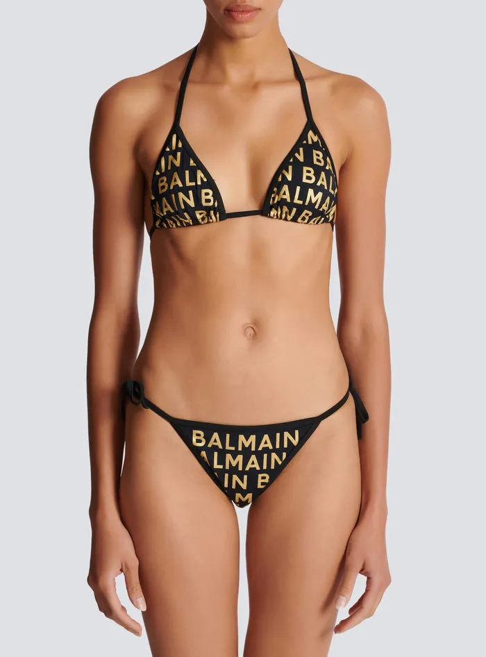 Balmain Triangle Bikini Gold Women Swimwear