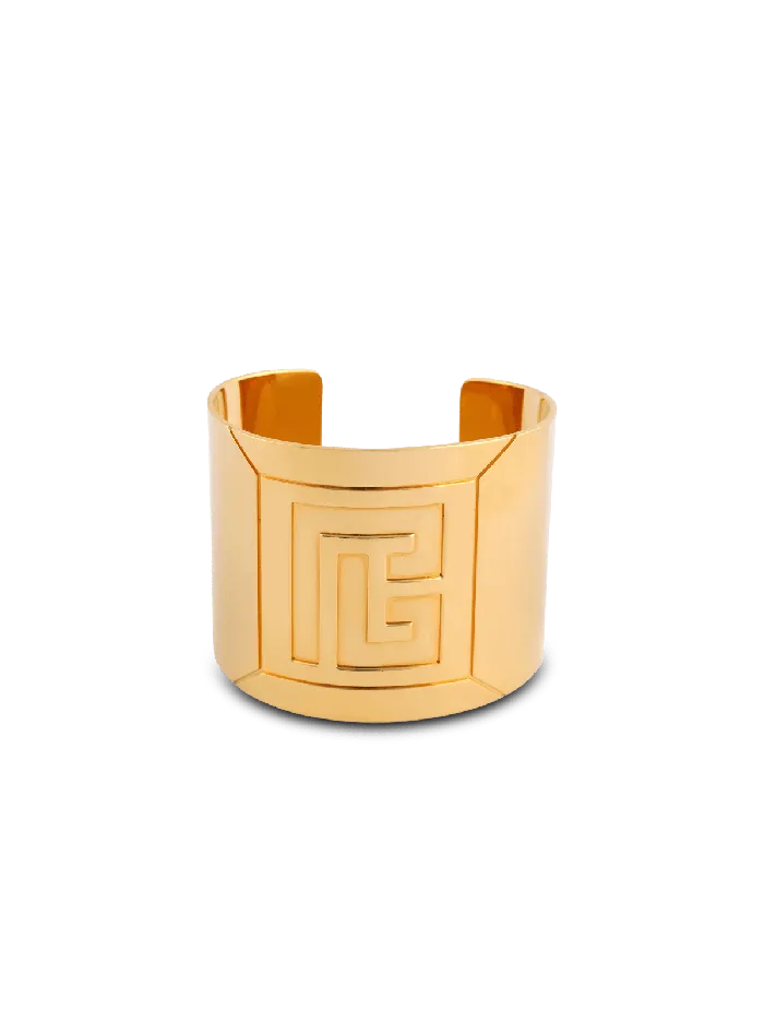 Balmain Tubular Bracelet In Engraved Brass Gold Women Fashion Jewelry