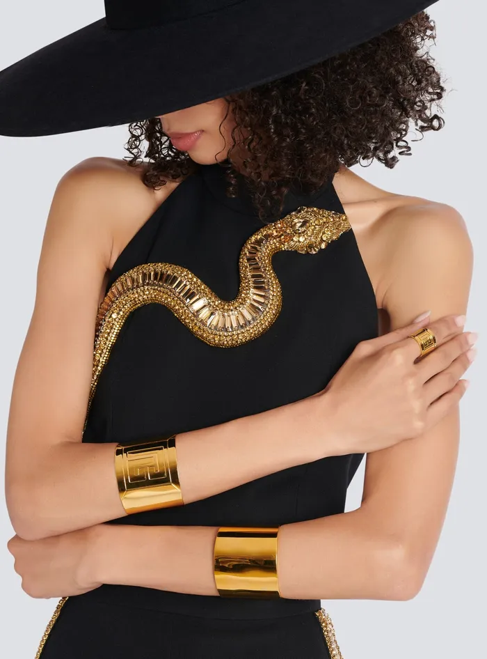 Balmain Tubular Bracelet In Engraved Brass Gold Women Fashion Jewelry