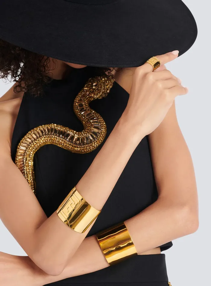 Balmain Tubular Ring Gold Women Fashion Jewelry