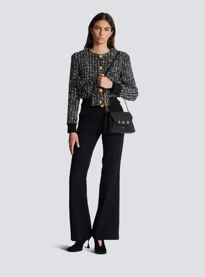 Balmain Tweed Jacket With Buttons Black Women Outerwear