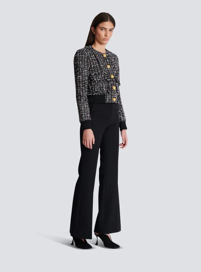 Balmain Tweed Jacket With Buttons Black Women Outerwear