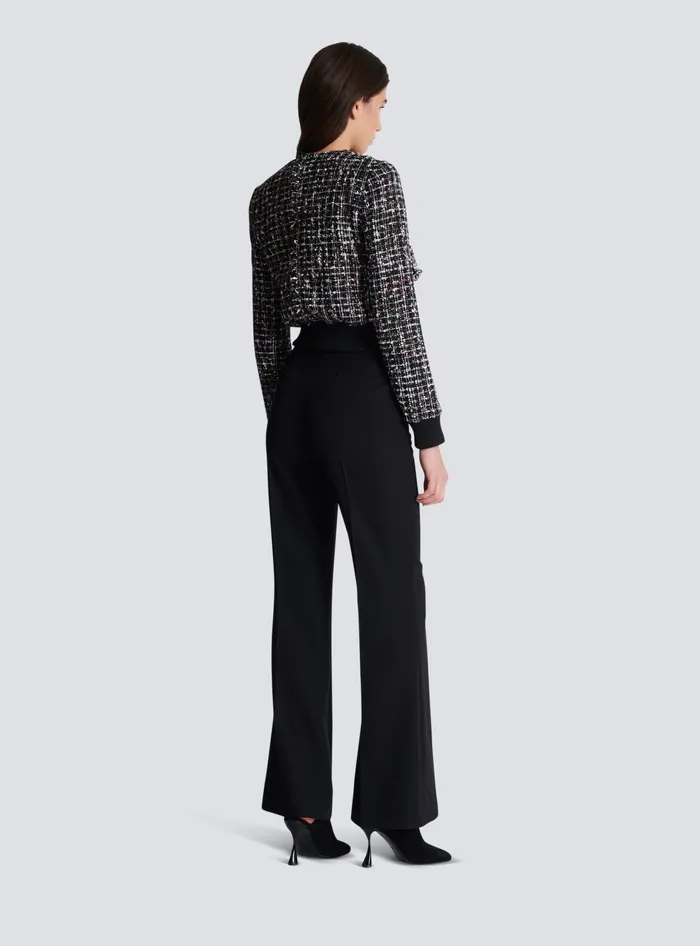Balmain Tweed Jacket With Buttons Black Women Outerwear