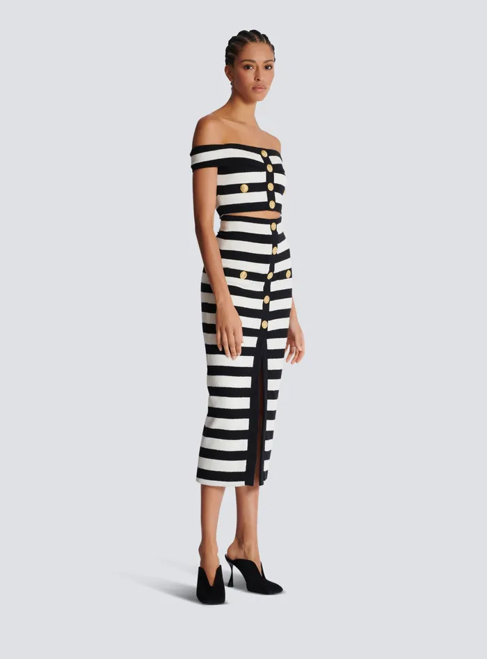 Balmain Twotone Offtheshoulder Top Black Women Tops And Shirts