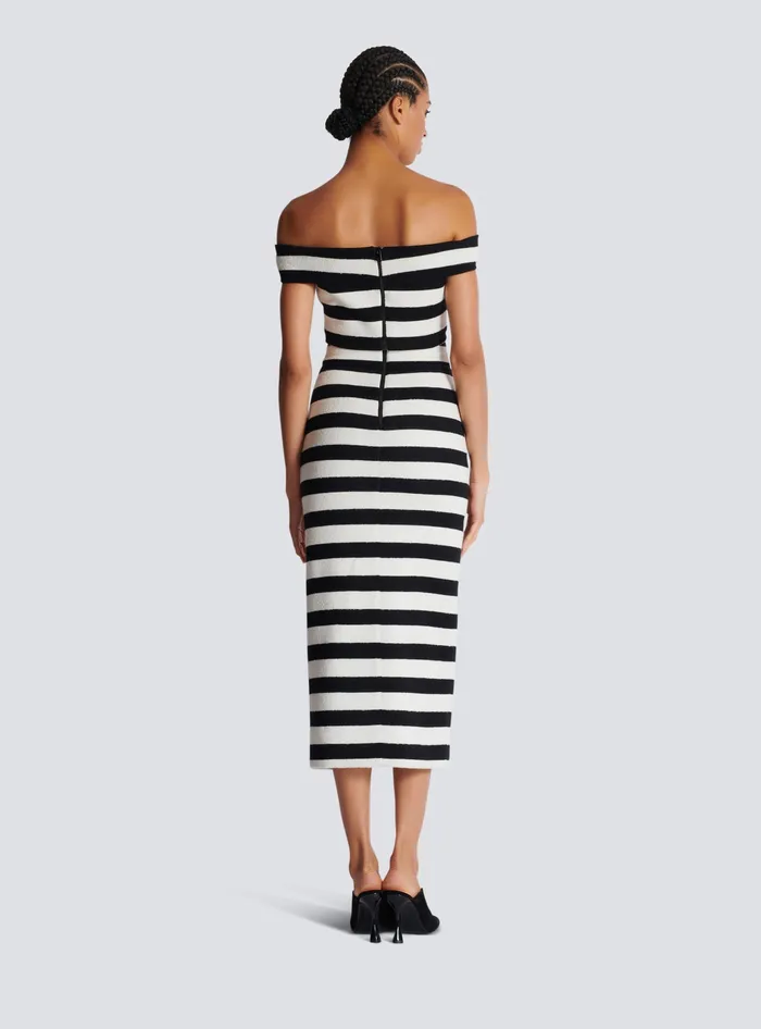 Balmain Twotone Offtheshoulder Top Black Women Tops And Shirts