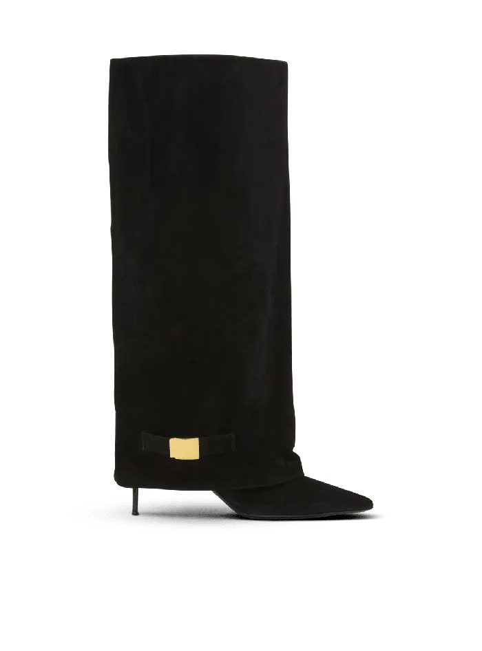 Balmain Uma Boots In Suede Black Women Boots