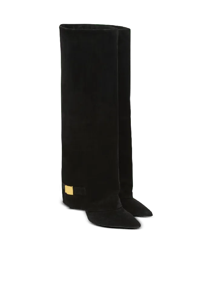 Balmain Uma Boots In Suede Black Women Boots