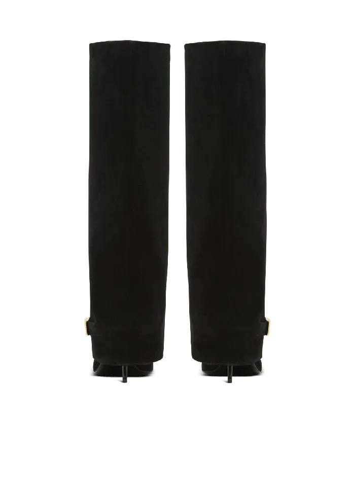 Balmain Uma Boots In Suede Black Women Boots