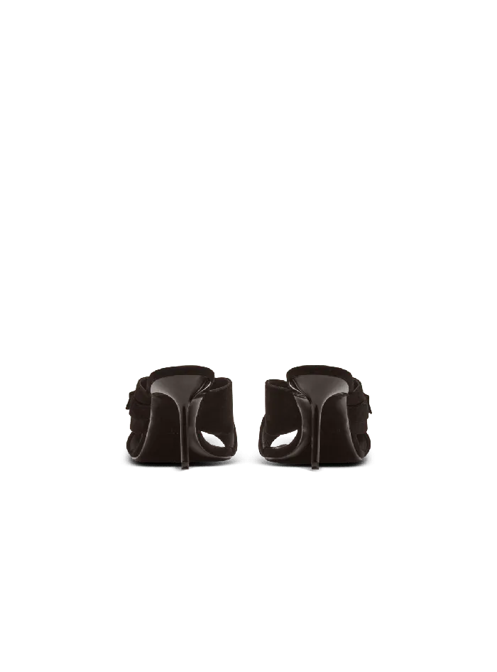Balmain Uma Mules In Suede Leather Black Women High Heels and Pumps