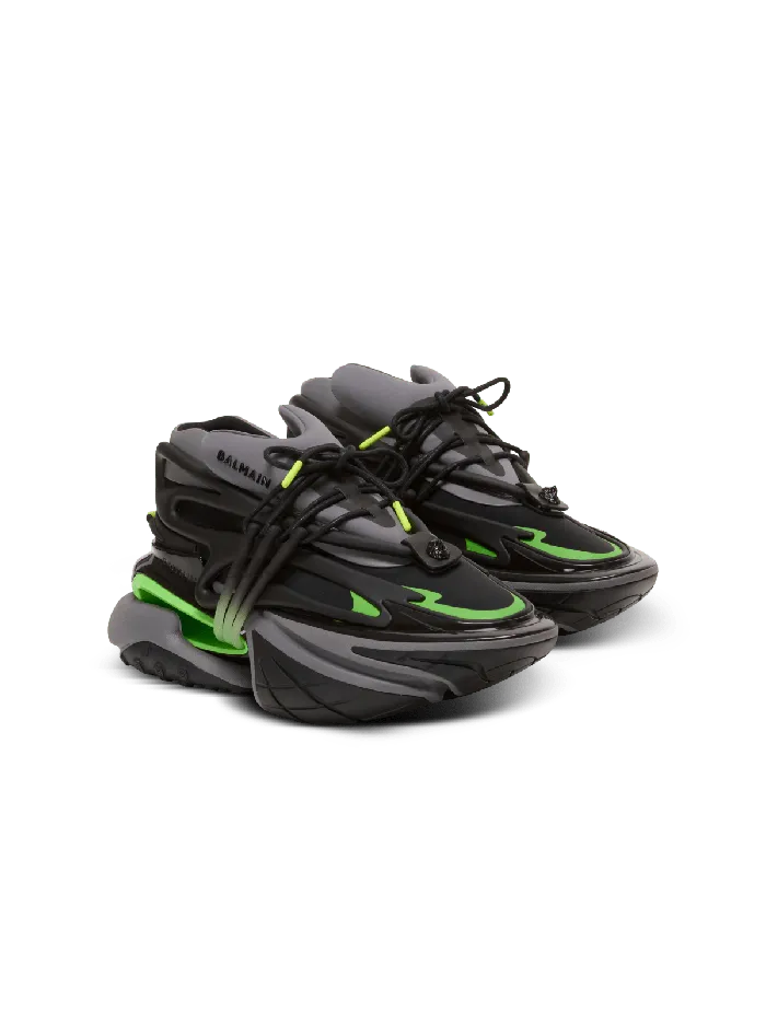 Balmain Unicorn Low Sneakers In Neoprene And Calfskin Black Men Sneakers