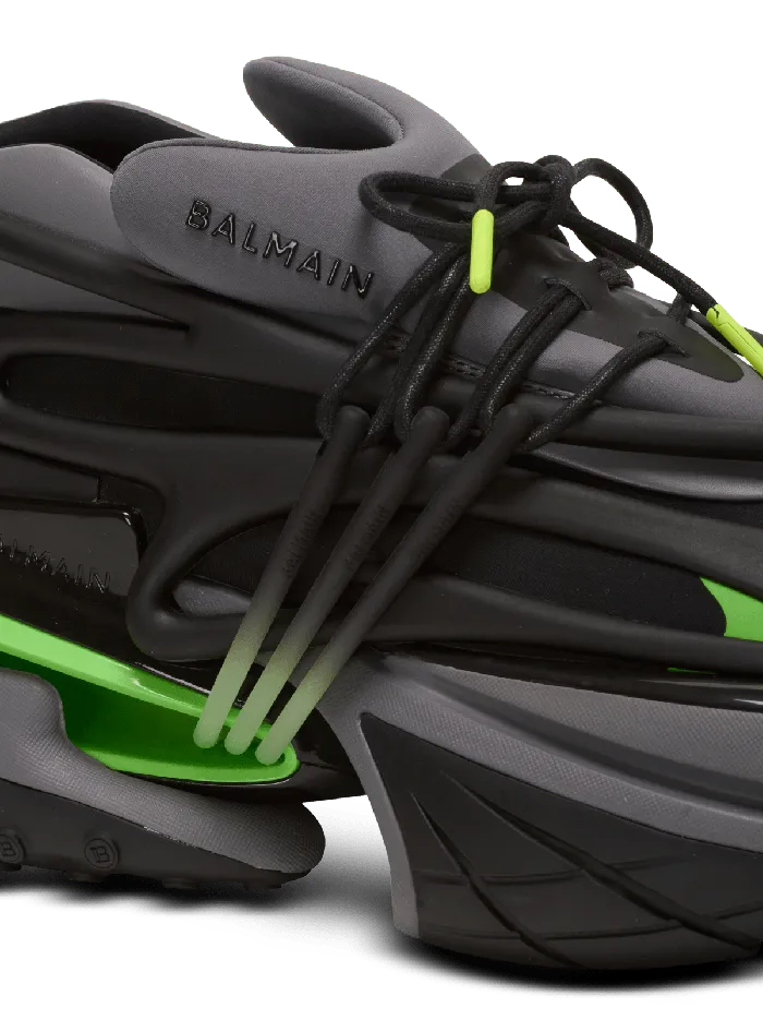 Balmain Unicorn Low Sneakers In Neoprene And Calfskin Black Men Sneakers