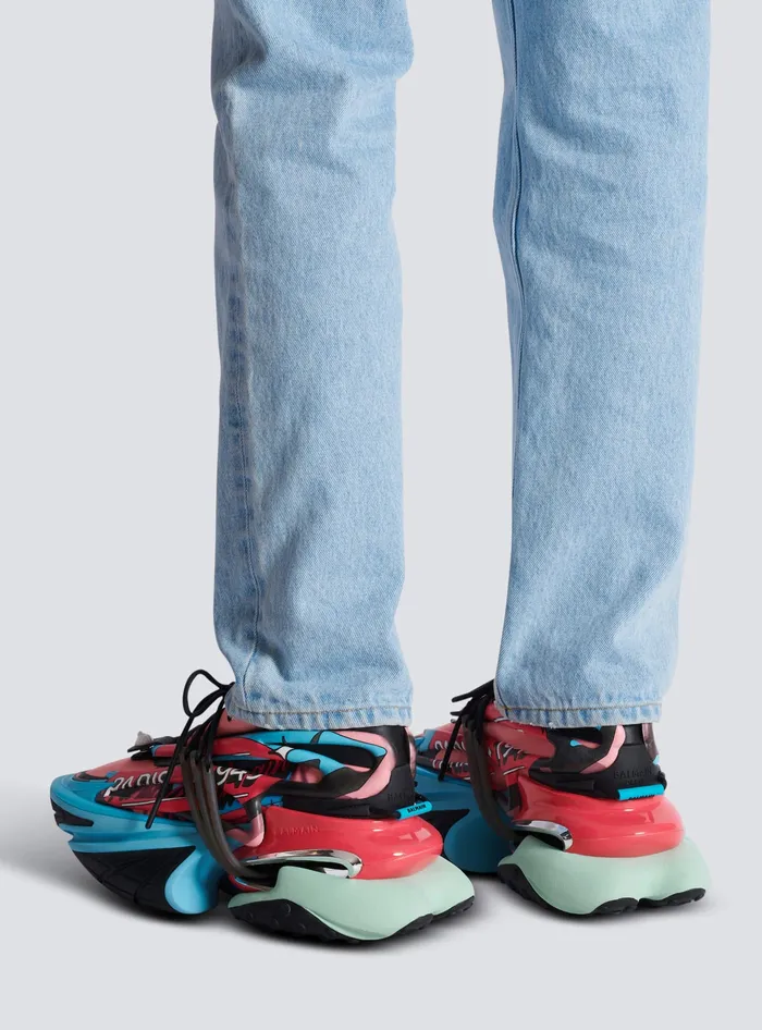 Balmain Unicorn Low Sneakers In Neoprene And Calfskin Multicolor Men Sneakers