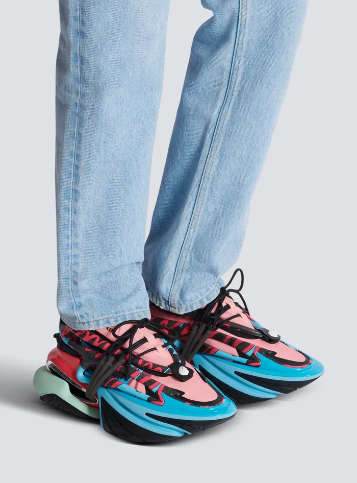 Balmain Unicorn Low Sneakers In Neoprene And Calfskin Multicolor Men Sneakers