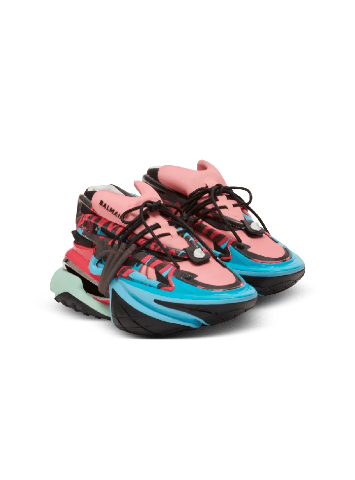 Balmain Unicorn Low Sneakers In Neoprene And Calfskin Multicolor Men Sneakers