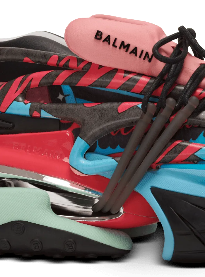 Balmain Unicorn Low Sneakers In Neoprene And Calfskin Multicolor Men Sneakers