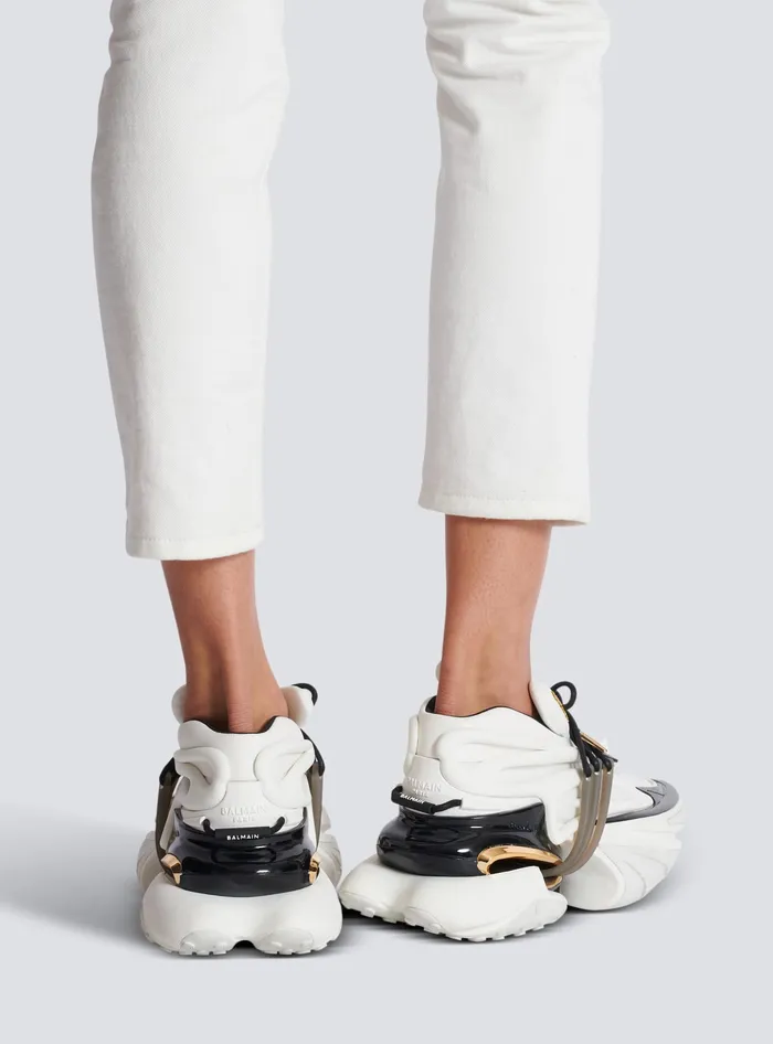 Balmain Unicorn Low Sneakers In Neoprene And Calfskin White Women Sneakers