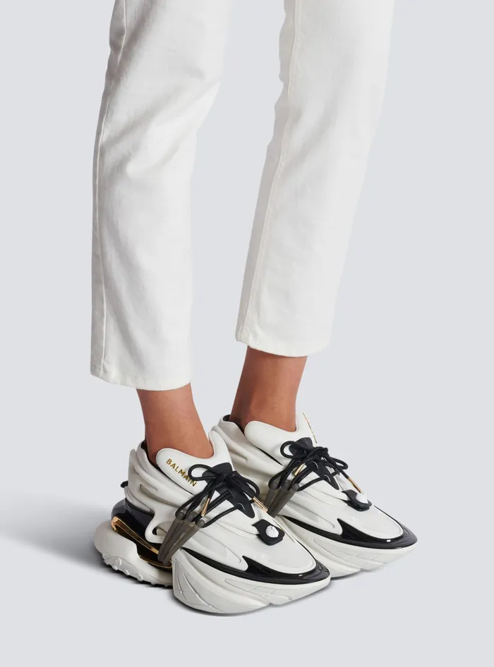 Balmain Unicorn Low Sneakers In Neoprene And Calfskin White Women Sneakers