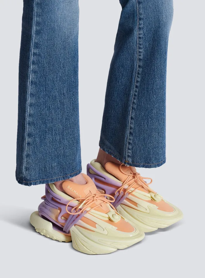 Balmain Unicorn Lowtop Sneakers In Neoprene And Calfskin Multicolor Women Sneakers