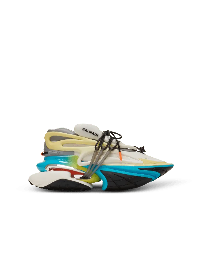 Balmain Unicorn Low Trainers In Neoprene And Calfskin Multicolor Men Sneakers