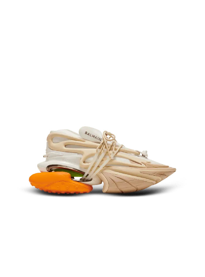Balmain Unicorn Sneakers In Neoprene And Leather Orange Men Sneakers