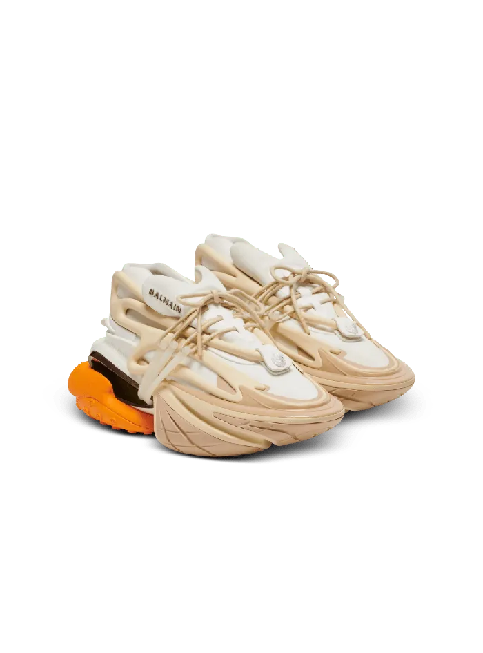 Balmain Unicorn Sneakers In Neoprene And Leather Orange Men Sneakers
