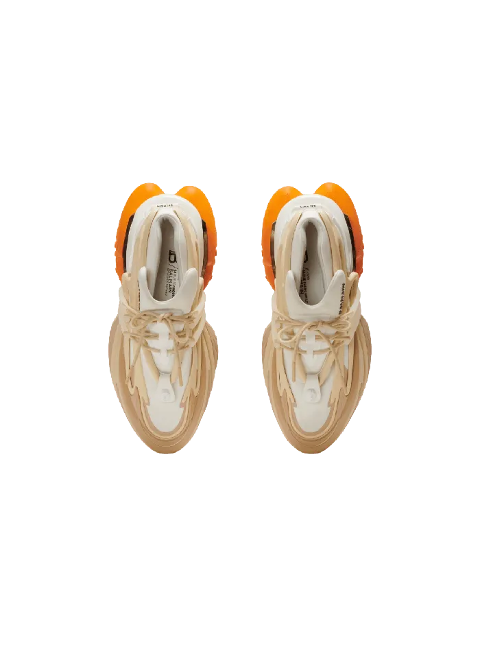 Balmain Unicorn Sneakers In Neoprene And Leather Orange Men Sneakers