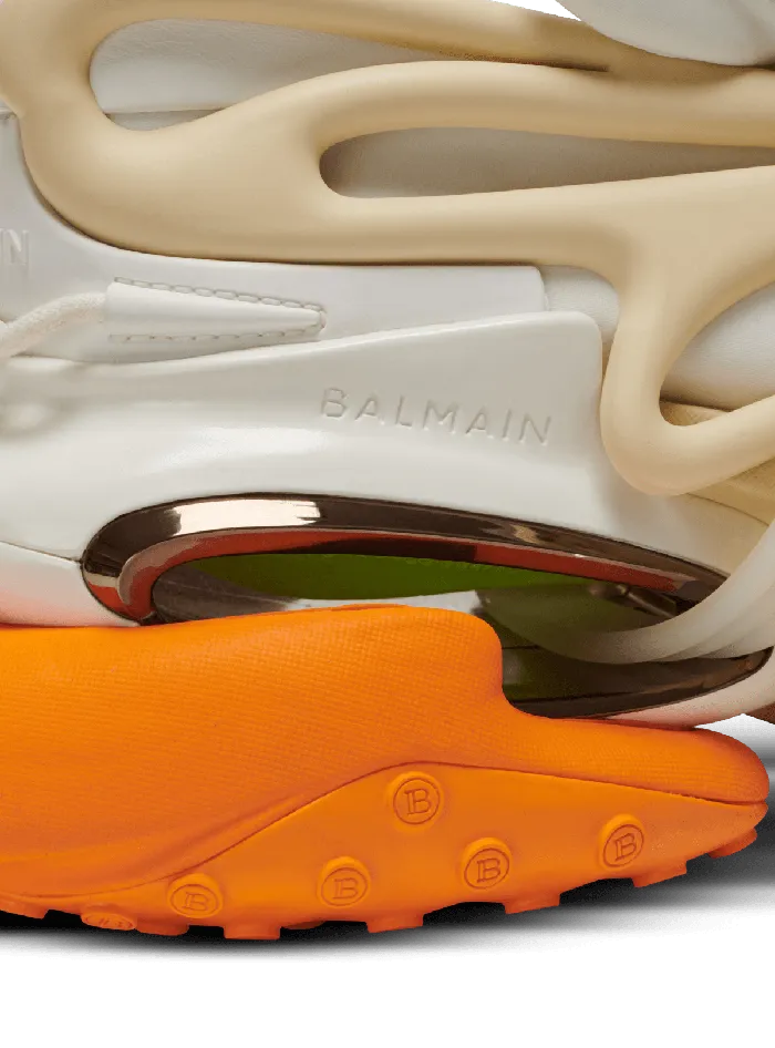 Balmain Unicorn Sneakers In Neoprene And Leather Orange Men Sneakers