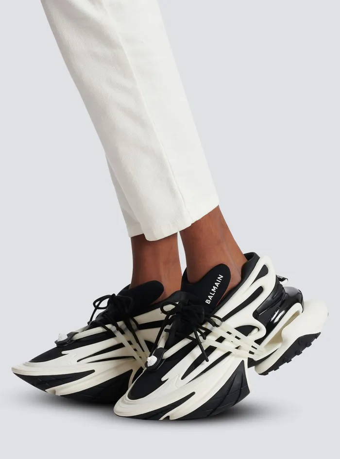 Balmain Unicorn Sneakers In Twotone Neoprene And Leather Black Women Sneakers