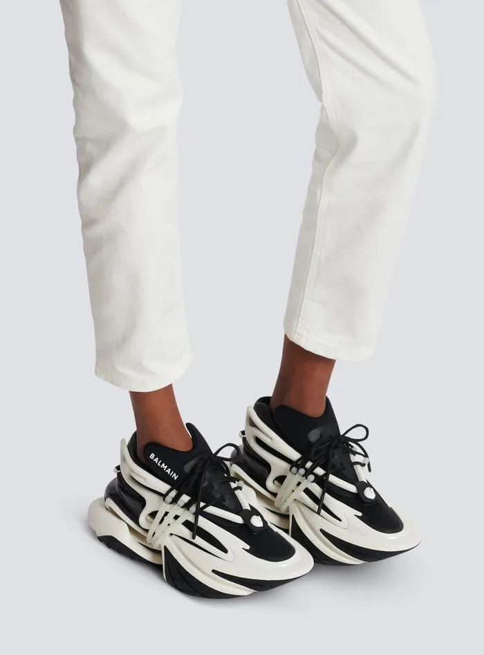 Balmain Unicorn Sneakers In Twotone Neoprene And Leather Black Women Sneakers