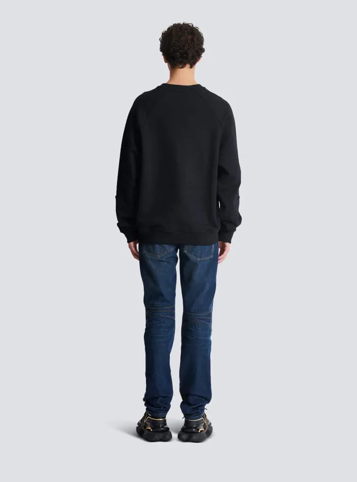 Balmain Vintage Embroidered Oversized Sweatshirt Black Men Sweatshirts