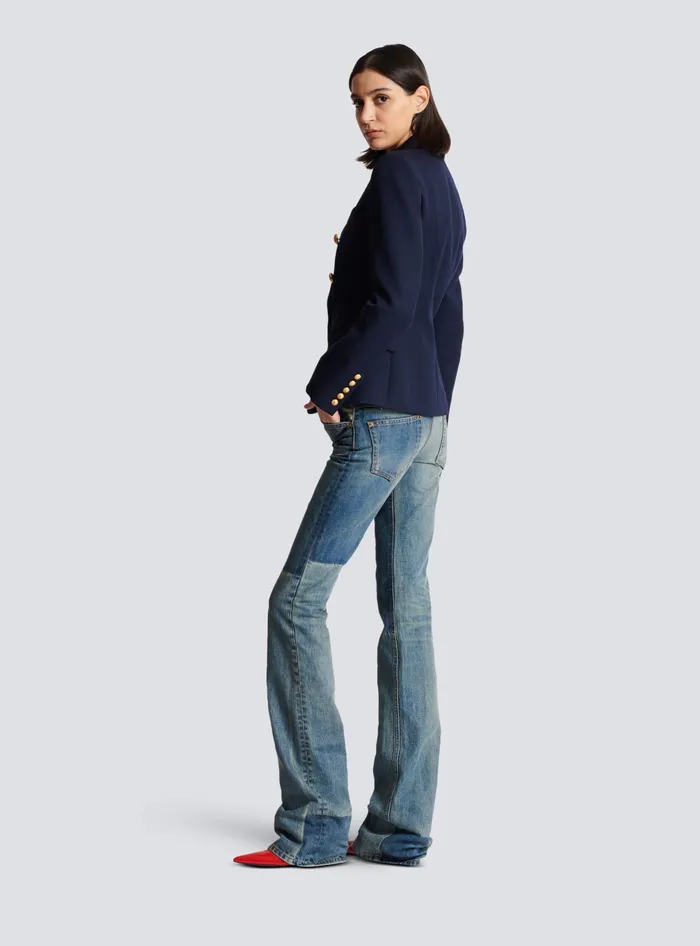 Balmain Wool Doublebreasted Jacket Navy Women Jackets And Blazers