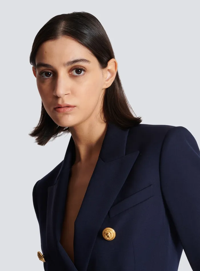Balmain Wool Doublebreasted Jacket Navy Women Jackets And Blazers