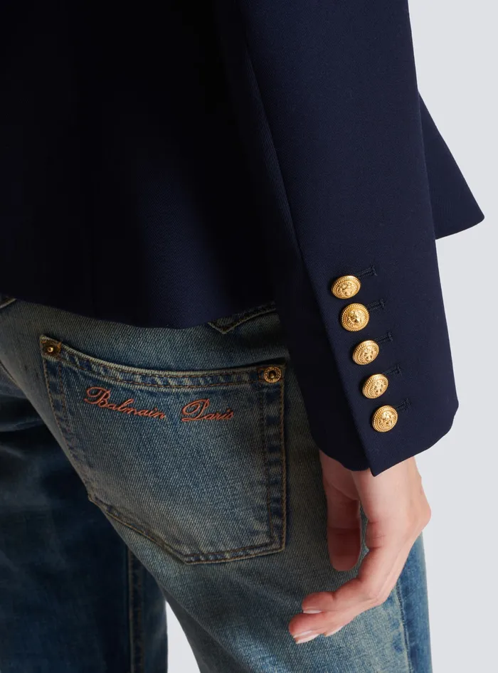 Balmain Wool Doublebreasted Jacket Navy Women Jackets And Blazers