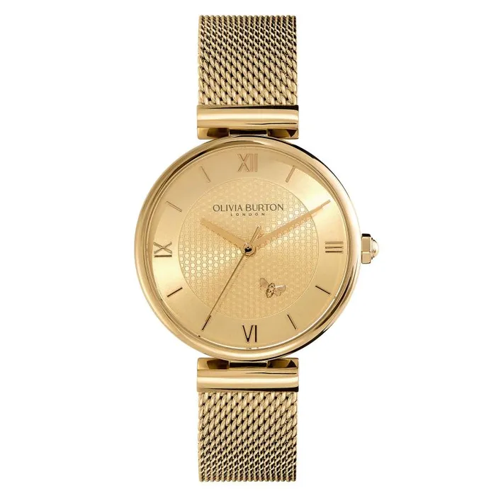 Bee Watches Women Olivia Burton 36mm Minima Bee TBar Gold Mesh Watch