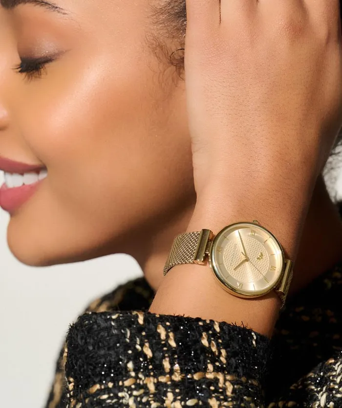 Bee Watches Women Olivia Burton 36mm Minima Bee TBar Gold Mesh Watch