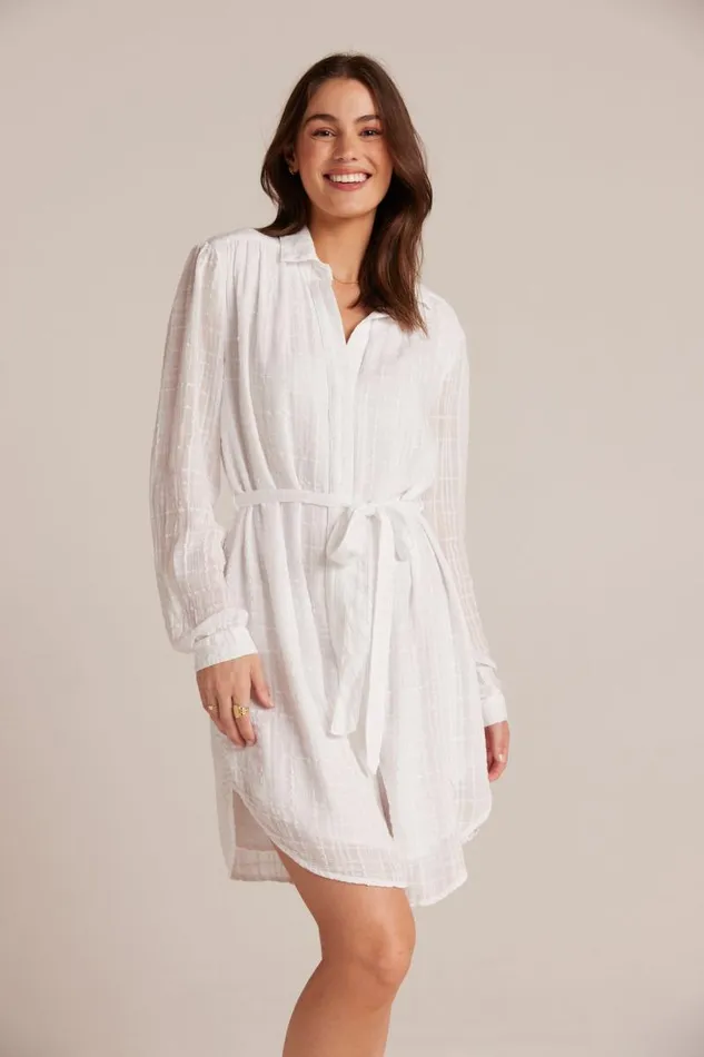 Belted Hidden Placket Dress 8211 White Women Bella Dahl Mini Dresses